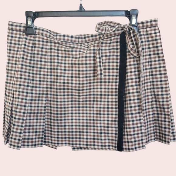 NWT Anna Sui Plaid Wrap Skirt Brown M - Picture 5 of 12